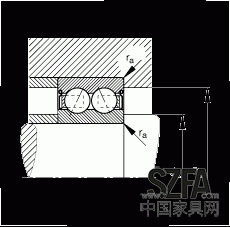 角接觸球軸承 30/8-B-2Z-TVH, 雙列，雙側間隙密封，接觸角 α = 25°