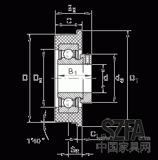 外球面球軸承 CRB30/92, 帶橡膠插入件，偏心鎖圈定位，兩側(cè) P 型密封